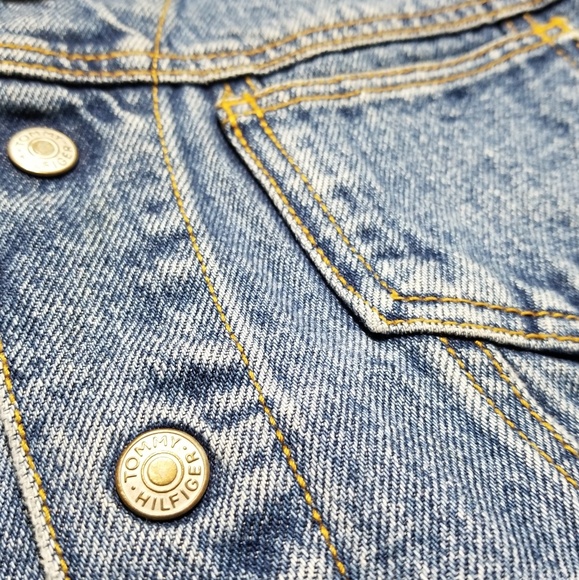 Vtg Tommy Hilfiger Trucker Snap Button Jean Jacket - Picture 5 of 8